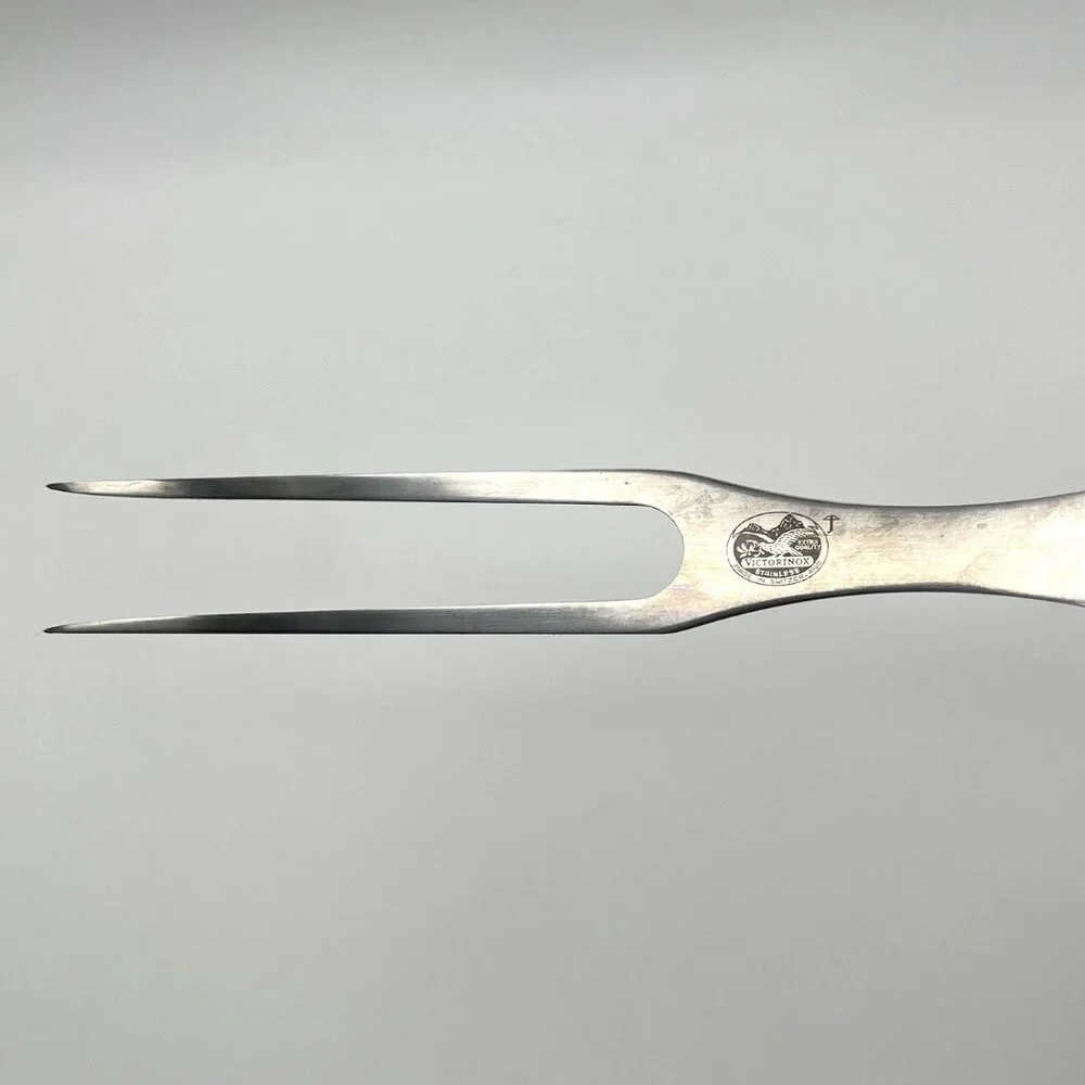 VTG Victorinox Swiss Stainless Steel Carving Fork Black Plastic Handle 10.5” MCM